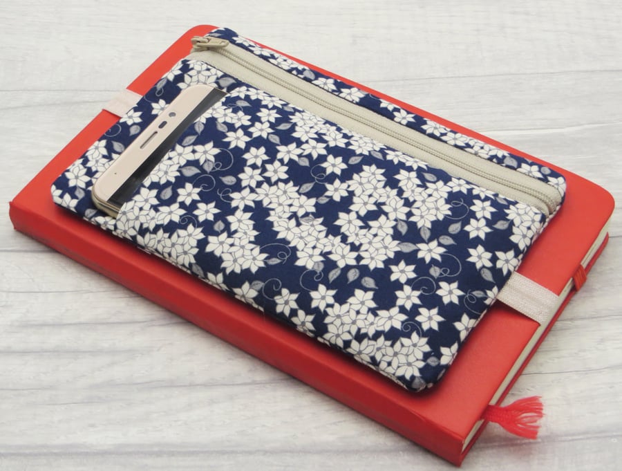 Journal Pencil case with pocket and band.