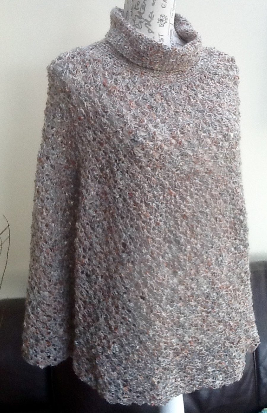 Monte Carlo Ladies Lacy Crocheted Polo Poncho in Designer Yarn!