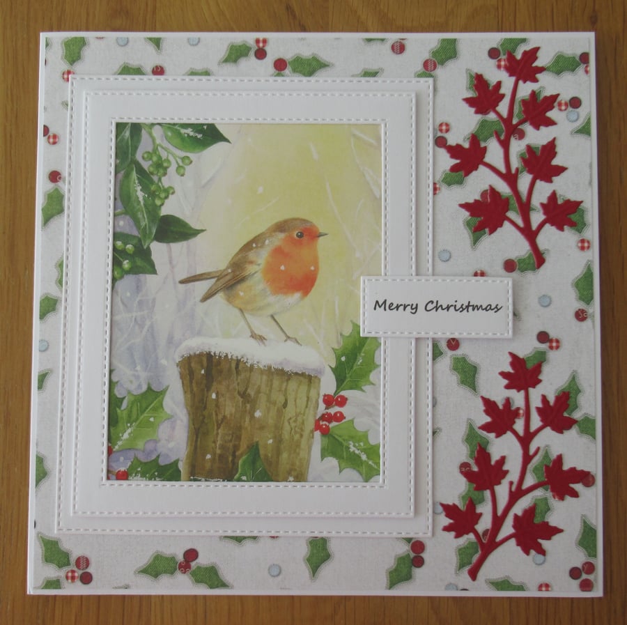 8x8" Christmas Robin - Christmas Card