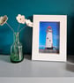 Framed Lighthouse Photo Print in White Wooden Frame Point of Ayr, Talacre 