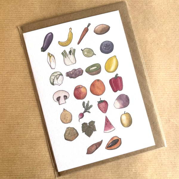 Perfectly Imperfect Fruit and Vegetable Alphabet Greetings Card