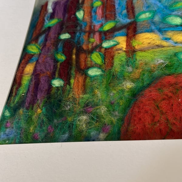 David Hockney Style wool painting commission - needle felt wall hanging 
