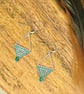Turquoise and silver beadwork triangle earrings with Czech glass drop - Image 2