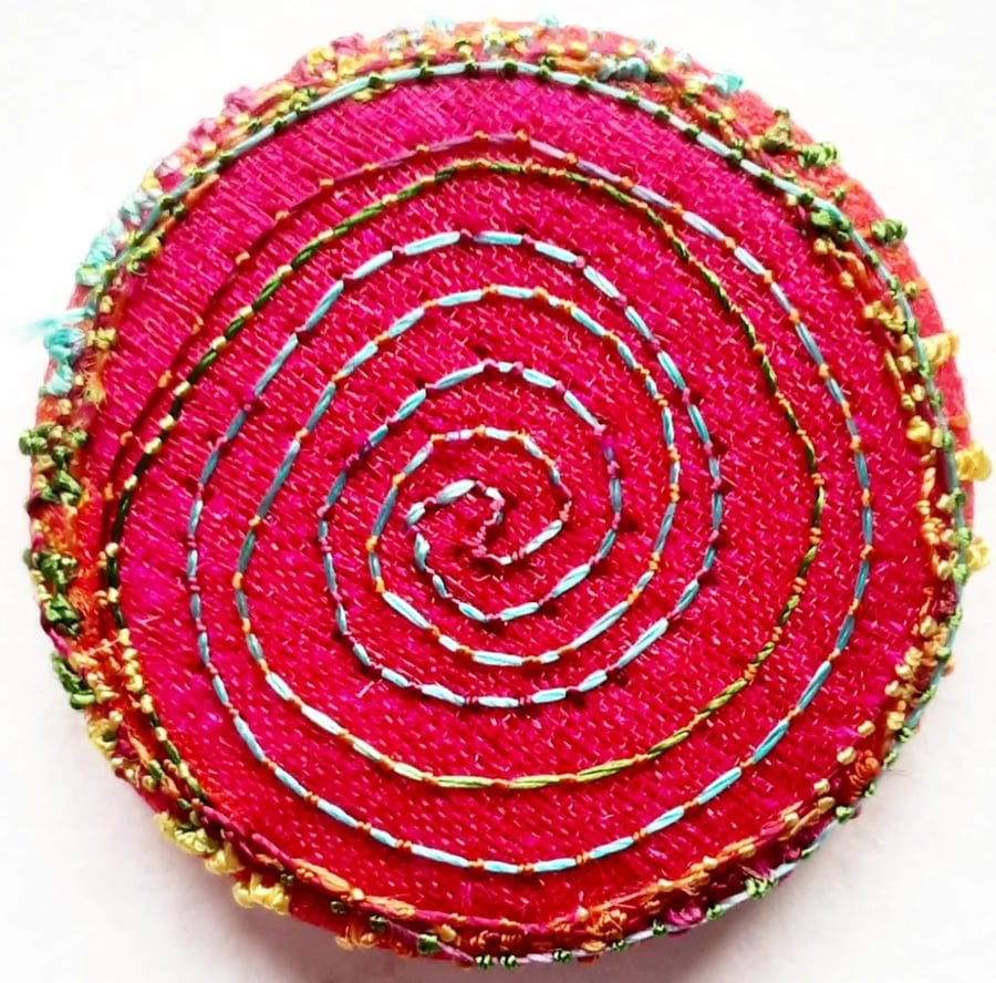 Buttons 1 inch button Hand Dyed Silks and Cottons Free Machine Embroidery Button