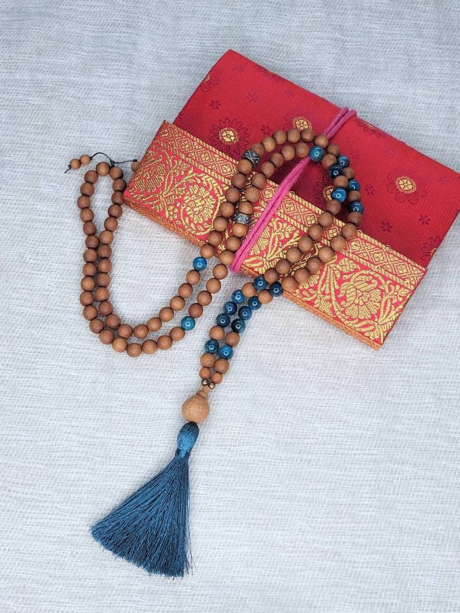 108 Calming Sandalwood Mala Beads, STRESS and ANXIETY MALA, Yoga Necklace