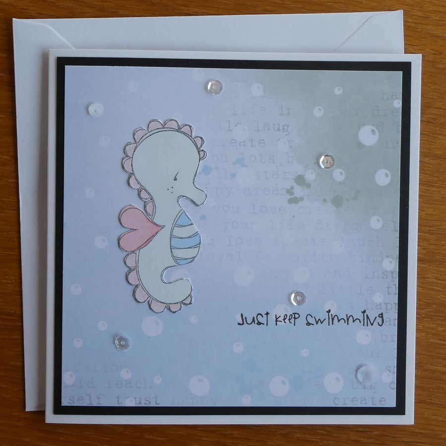Seahorse Card - Keep Swimming 