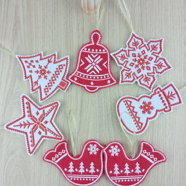 Tree Decorations, Scandinavian Christmas Decorations, Swedish  Nordic Felt Decor