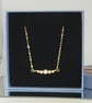 Dainty Solid Gold Bead Necklace: Freshwater Pink Pearl Accent - Image 4