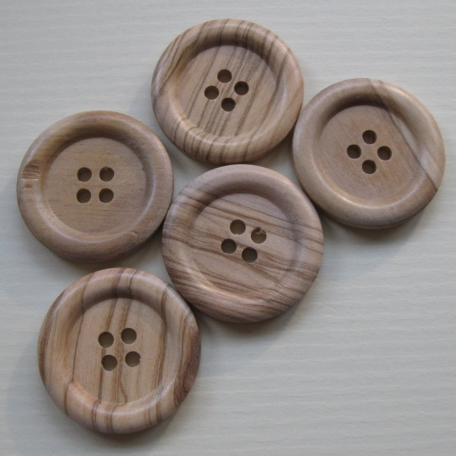 5 Large Wooden Buttons