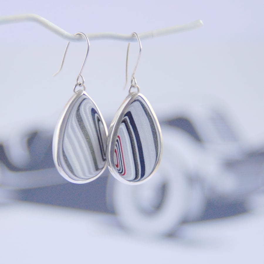 Monochrome fordite earrings