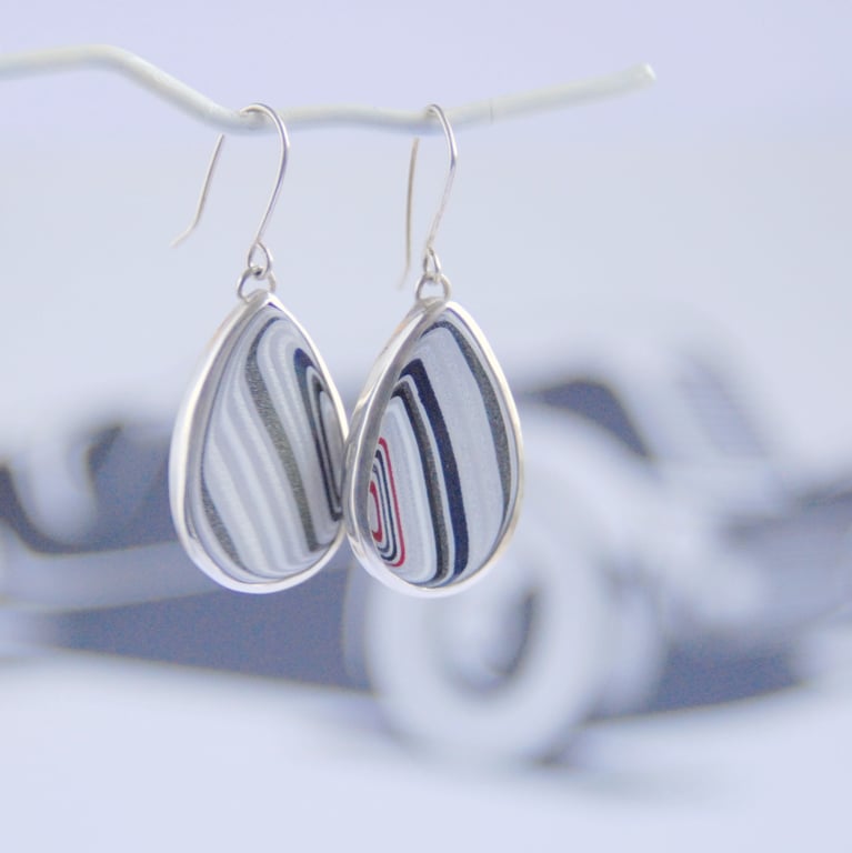 Monochrome fordite earrings