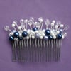 Navy and White Hair Comb HA 010