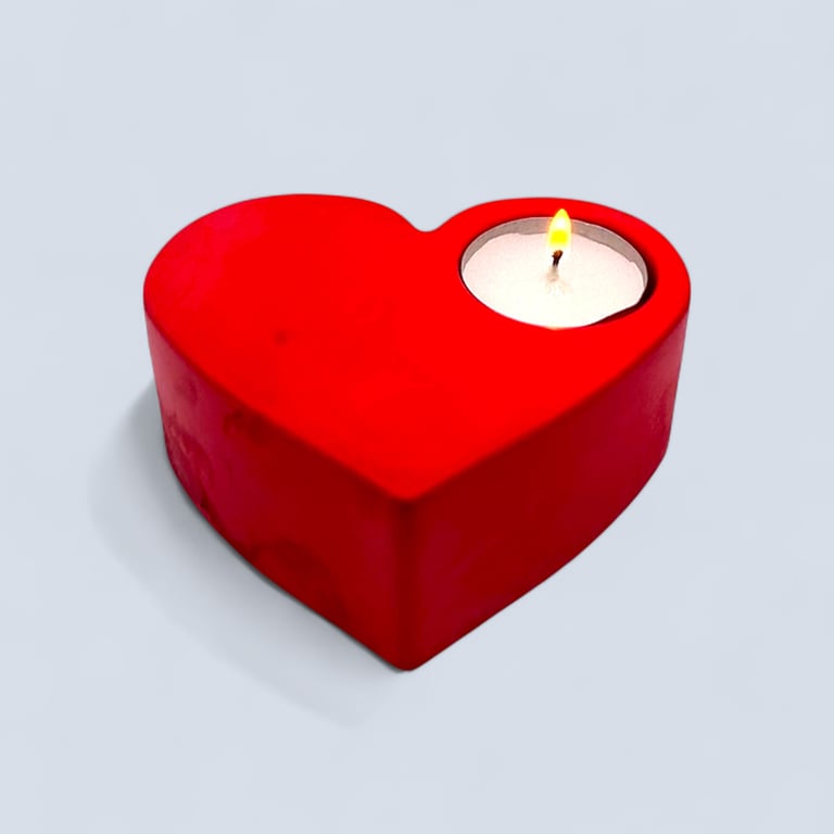 Red Heart Shaped Tealight Holder Perfectly Imperfect Handmade Decor