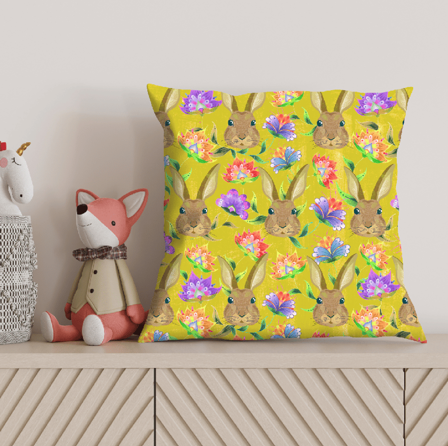 Rabbit Faux Suede Cushion