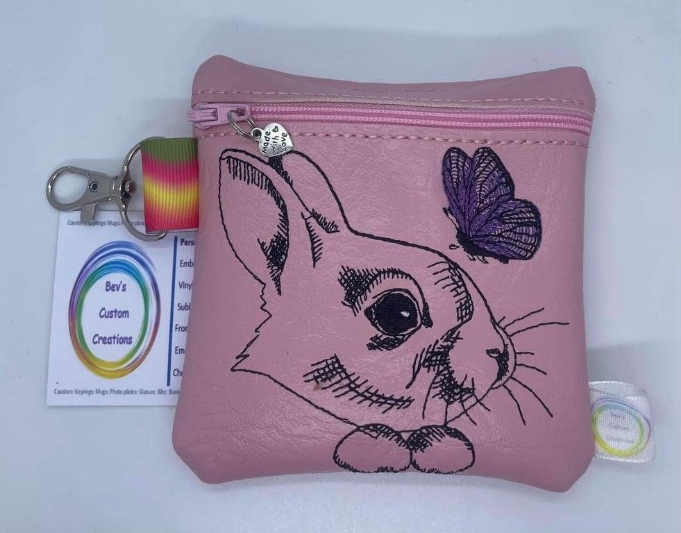 Bunny, Embroidered small bag,  