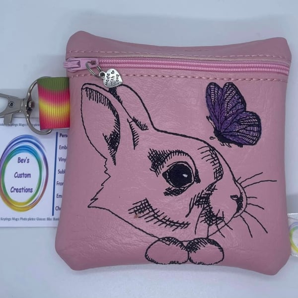 Bunny, Embroidered small bag,  