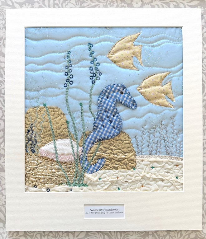 Unframed textile artwork - seahorse