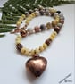 Agate, Yellow Jade & Copper Heart  Statement Necklace ONE OFF - Image 4