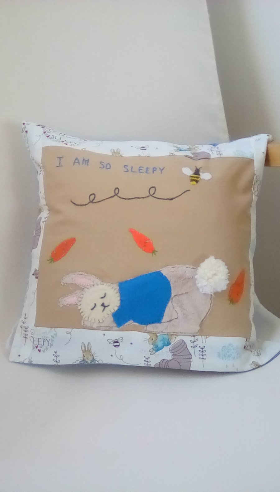 Child's Cushion, Rabbit cushion, Embroidered Cushion
