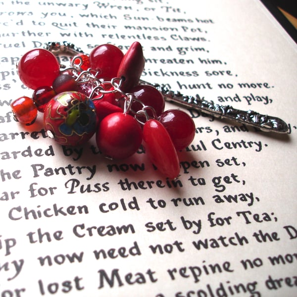 Bookmark with Red Bead Cluster