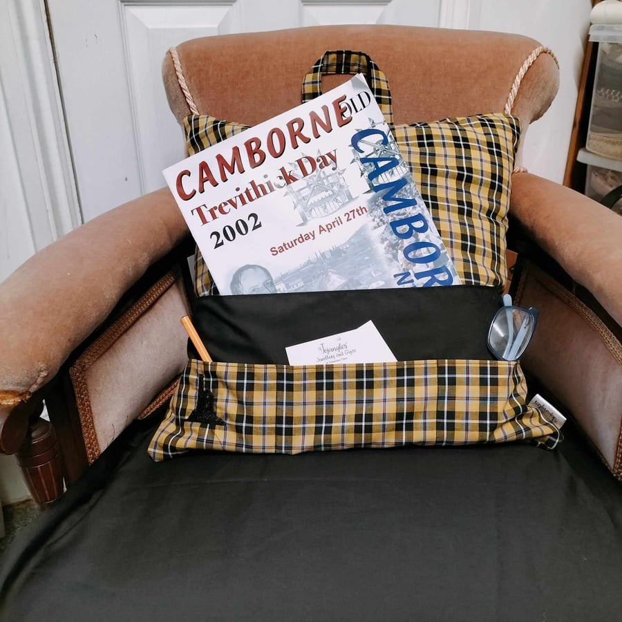 Cornish tartan reading cushion