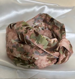 Posey - Pale Pink & Brown Print 40s Style Turban Headband
