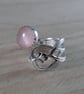 Sterling Silver Upcycled Branch Spoon Handle Ring with Rose Quartz - Image 1