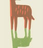 Donkey No.2 two-colour screenprint (14 x 29.7cm) in orange and green