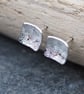 Studs, Sterling Silver Square Flower Stud Earrings, Daisy Design.  - Image 3