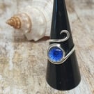 Sterling Silver 925 Adjustable Mandala Glass Cab Ring