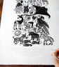 Animal A-Z Alphabet - lino cut  - Image 2