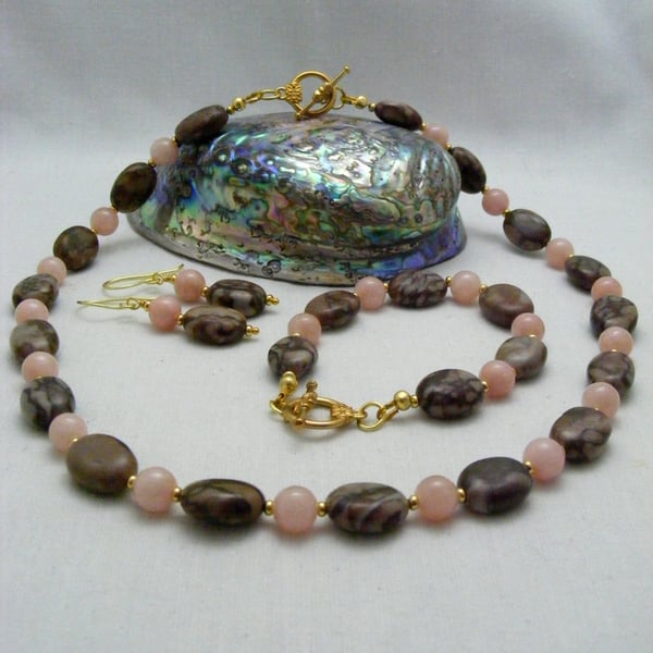 Jasper and Jade Gemstone Jewellery Set