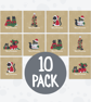 10 Pack of Gold Cat Christmas Cards – Pickle and Nancy Festive Set of 10 Designs - Image 1