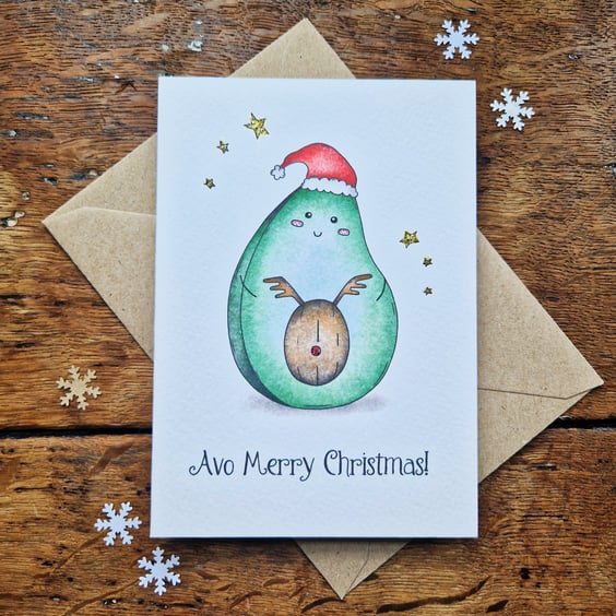 Merry Christmas Card, Funny Christmas Card, Avo Merry Christmas!