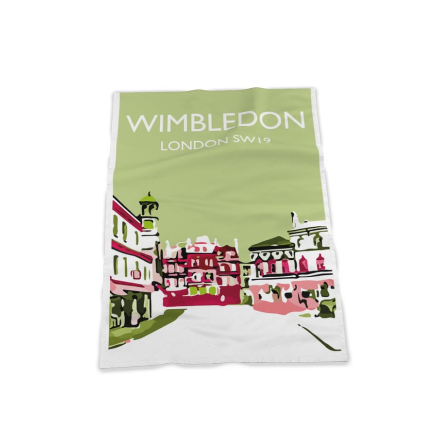 Tea Towel Wimbledon Village, London SW19 abstract ART tennis  (1)