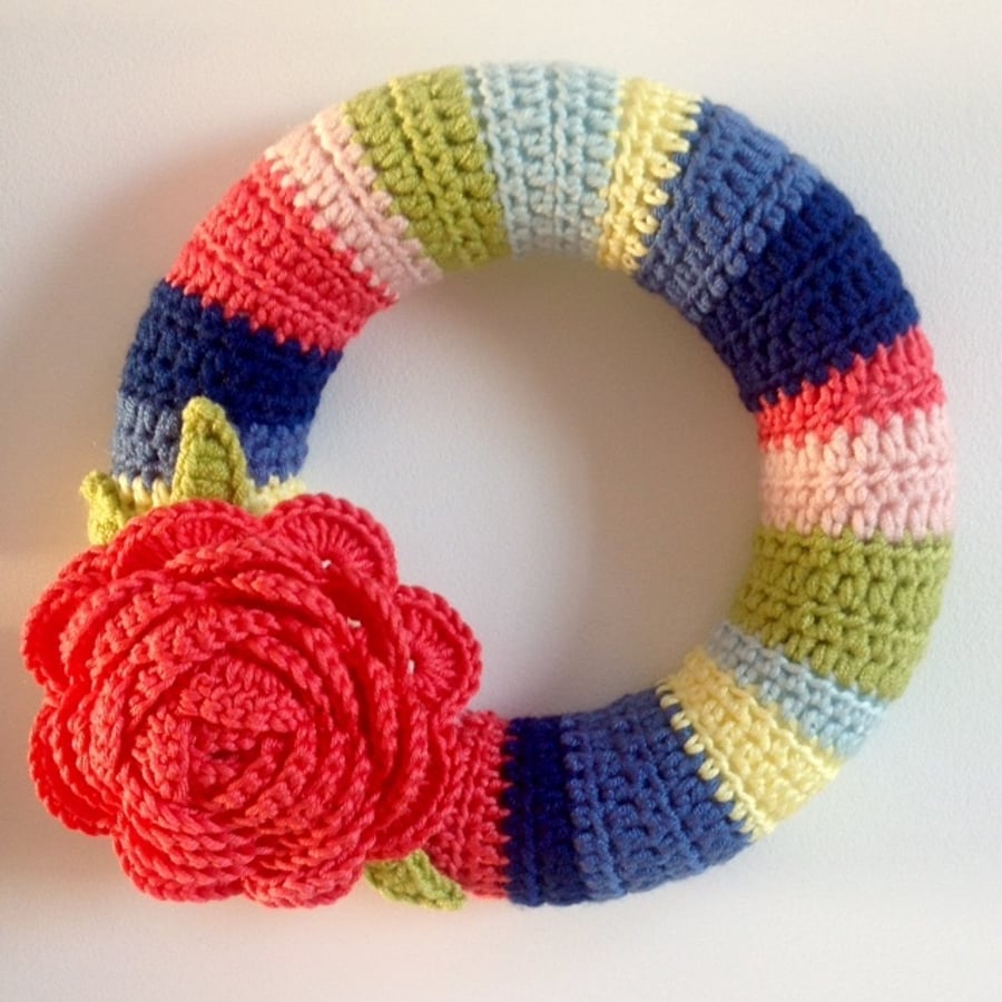 Crochet rose wreath