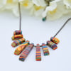 Red, Yellow & Blue Howlite Fan Necklace