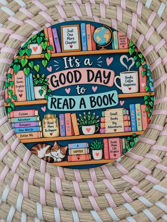 Book lover coaster 'It's a good day to read a book' bookish gift, reading fan