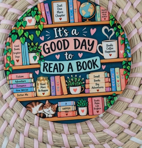 Book lover coaster 'It's a good day to read a book' bookish gift, reading fan