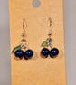 blueberry earrings, blueberry dangle earrings, berry, glass beads, nature, blue 