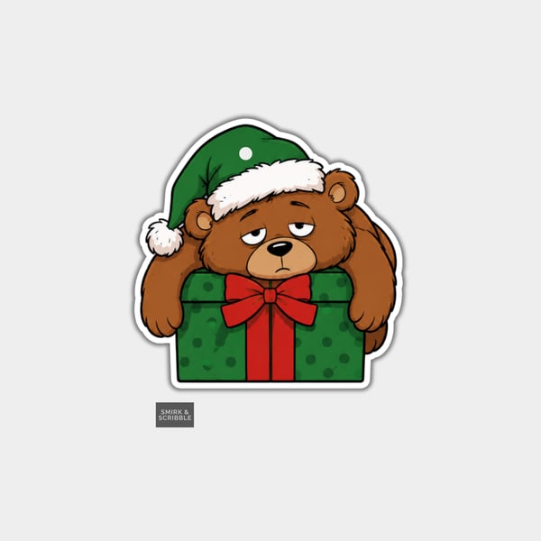 Unique Funny Christmas Gift Tags For Adults, 6pk - Cute Tired Teddy Bear