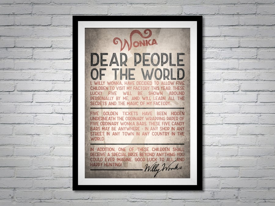 Willy Wonka Chocolate Factory Tim Burton Movie Poster Print Wall Art Gift