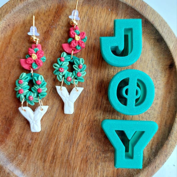 Joy christmas earrings,  festive jewellery 