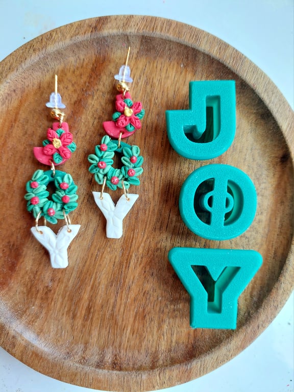 Joy christmas earrings,  festive jewellery 