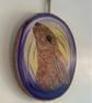 Moon Gazing Hare handpainted wood slice  - Image 2