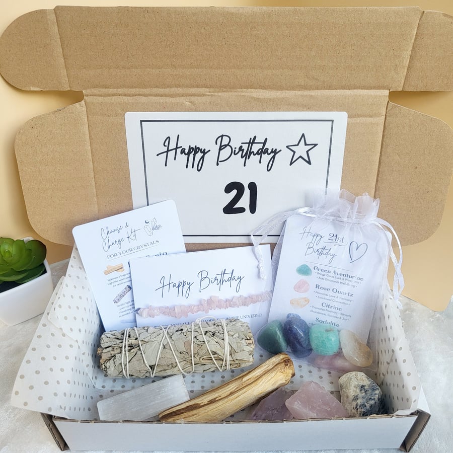 21st Birthday Gift Box Spiritual gift Hamper Crystals Gift Set Gemstones