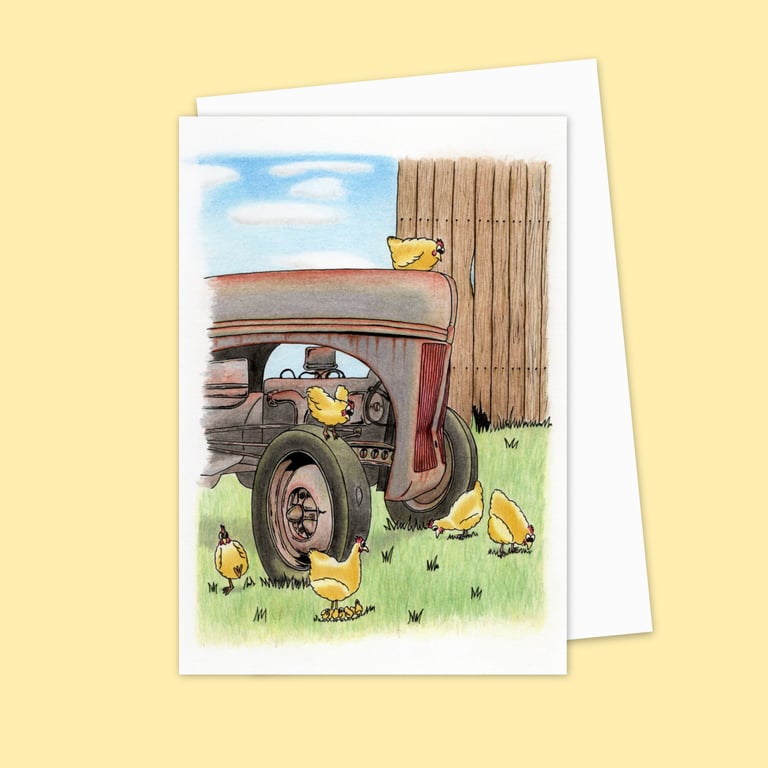 Happy Chickens Greeting Card: Happy Farmyard Hens Card for Any Occasion (211)