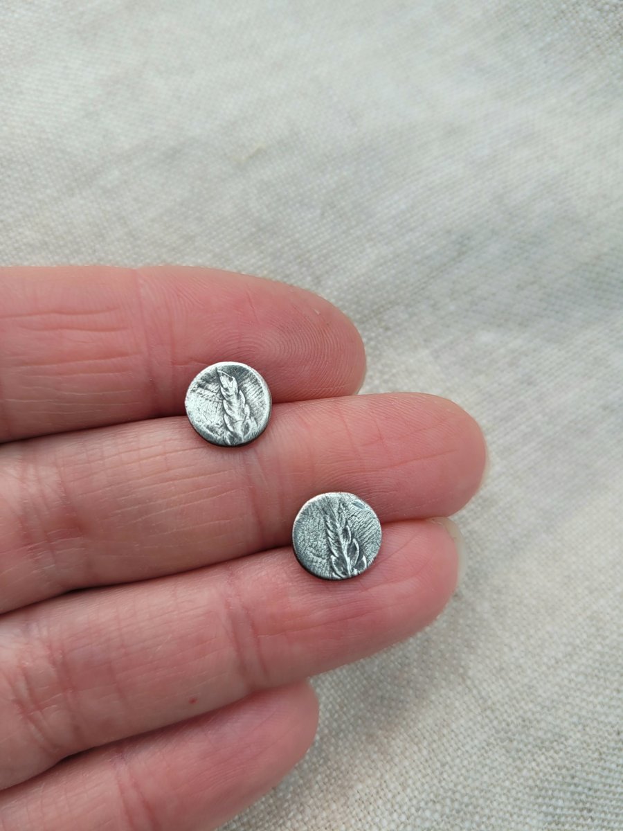 Silver fern leaf rustic stud earrings seconds sunday