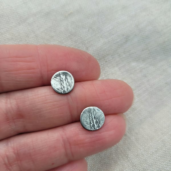 Silver fern leaf rustic stud earrings seconds sunday