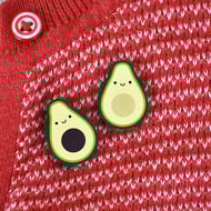 Avocado Kawaii Wooden Pins or Brooches - Set of 2 For Best Friends